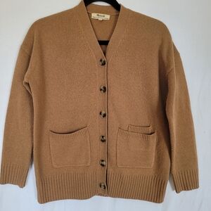 MADEWELL Cardigan Button Front Cashmere Size XS Tan Pockets  Academia Grandpa
